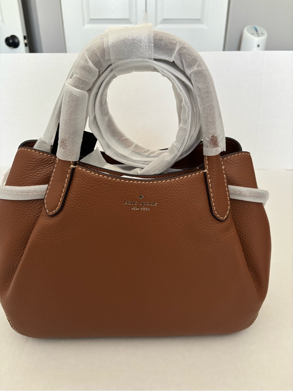 New kate spade New York Large Brown Dumpling Pebble Leather Satchel